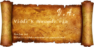 Vidák Annamária névjegykártya